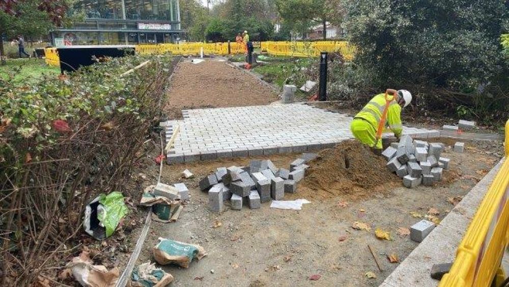 A path to Library Green being laid 