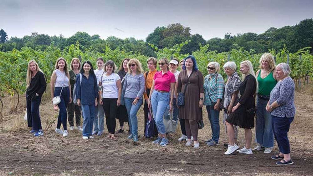 Members of the North London Ukrainian Hub at lunch at the vineyard. Photo credit: Derek Grant 