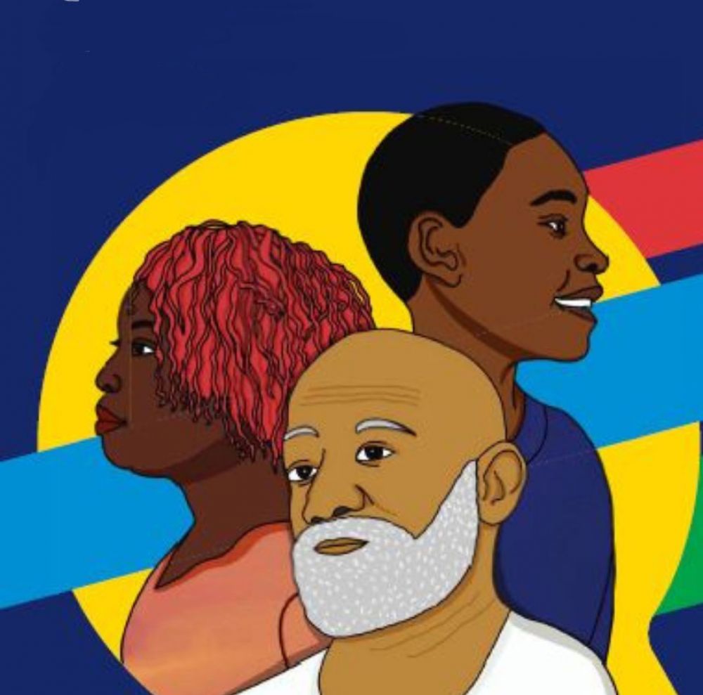 Black History Month 2024 graphic of three people