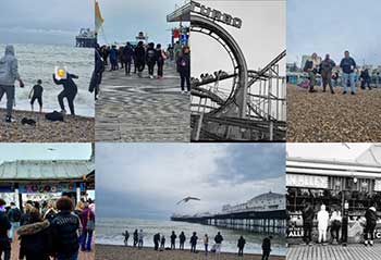 Groups of children enjoying a day at the seaside